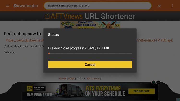 Wait a few seconds for the APK file to install.