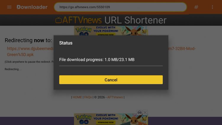Wait a few seconds for the APK file to install.