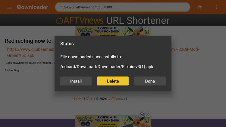 Return to Downloader and click Delete.