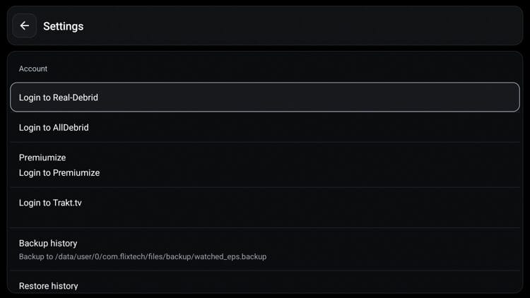 Choose Login to Real-Debrid.