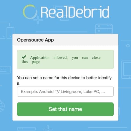 Visit real-debrid.com/device and enter the provided code.