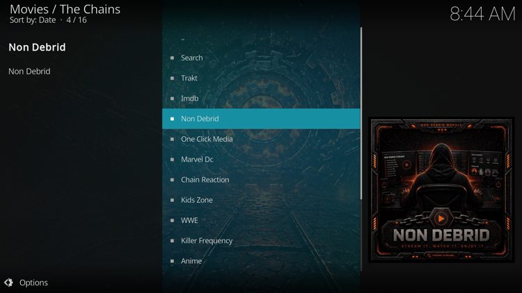 You have successfully installed The Chains add-on!
