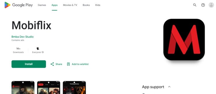 mobiflix in google play