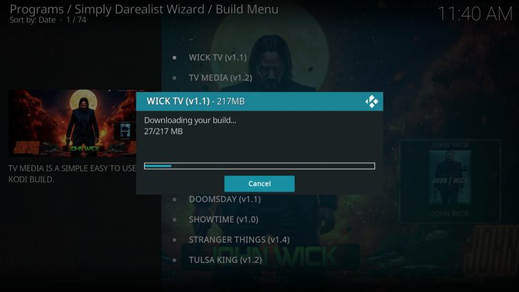 Wait for your build to download.