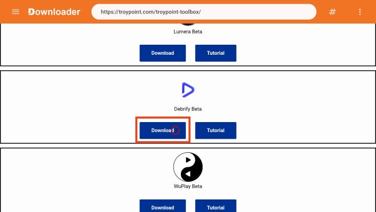 click download debrify