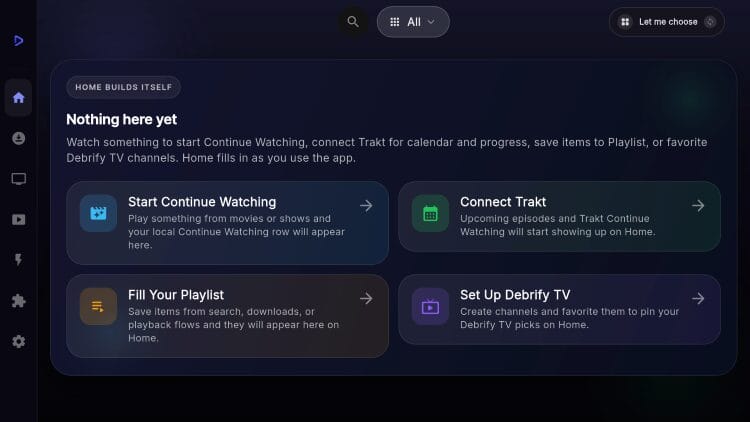 debrify app home screen