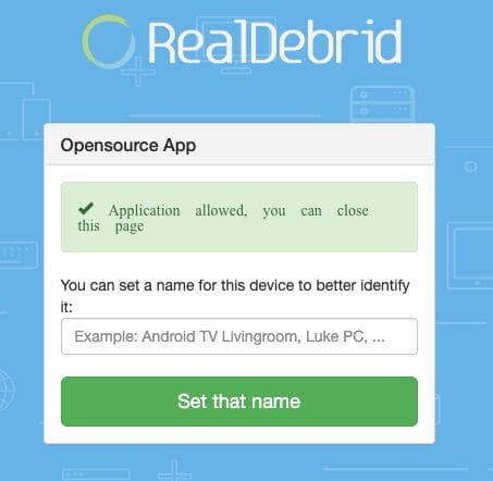 Visit real-debrid.com/device and enter the provided code.