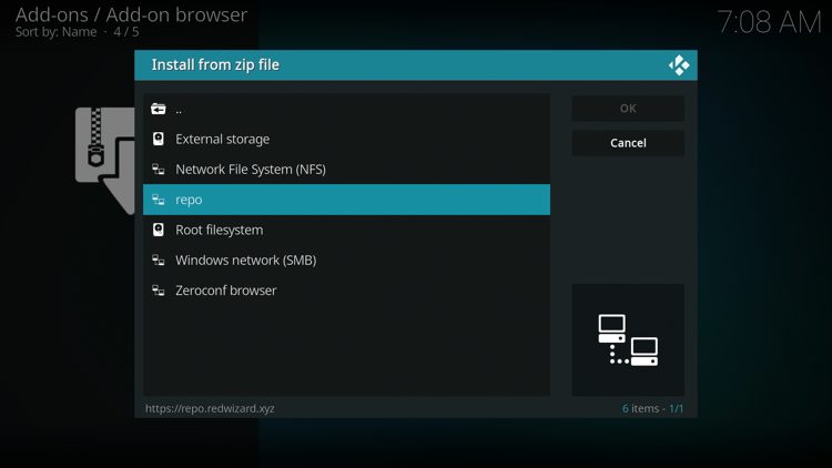 Select "repo" or whatever you named the media source in the previous step