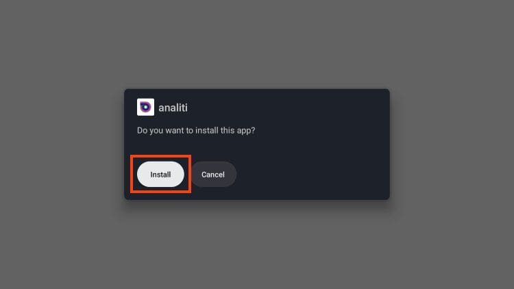 select install for analiti on android tv or fire tv