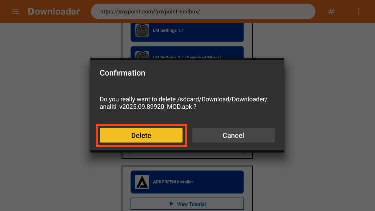 choose delete again