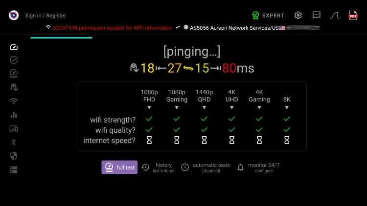 automatic speed test