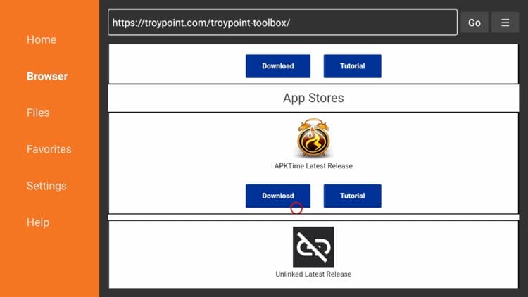 Scroll down to find APKTime and click Download.