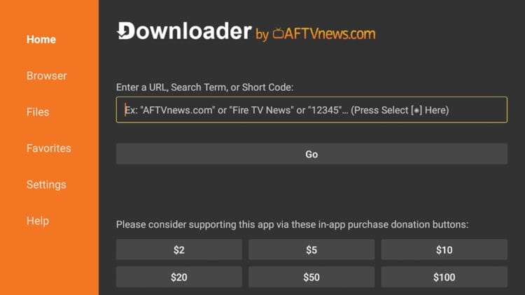 Launch Downloader and click the URL box.