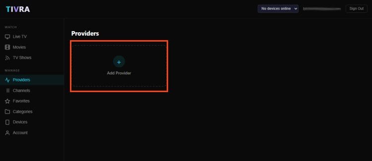 click add provider