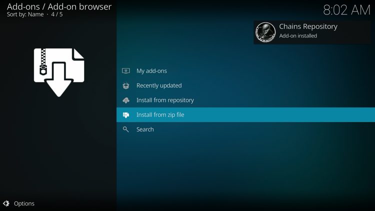 Wait for the "Chains Repository" message to appear