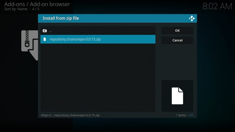 Click the zip file URL - repository.chainsrepo.zip