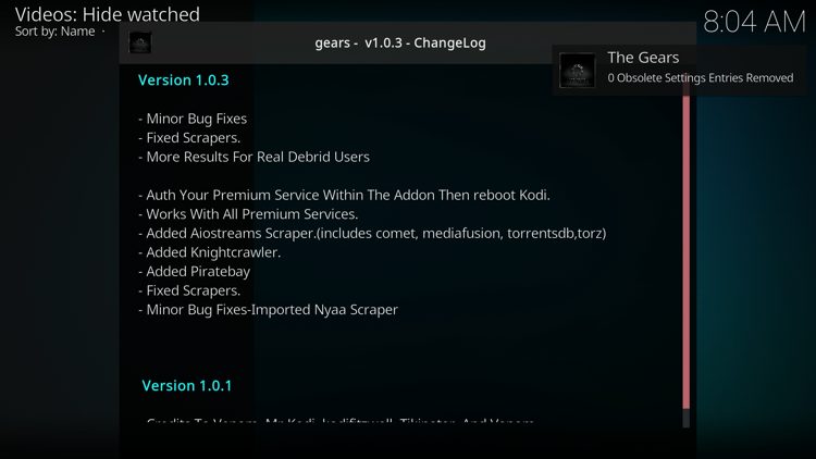 Read the ChangeLog if you prefer and click the back button on your remote