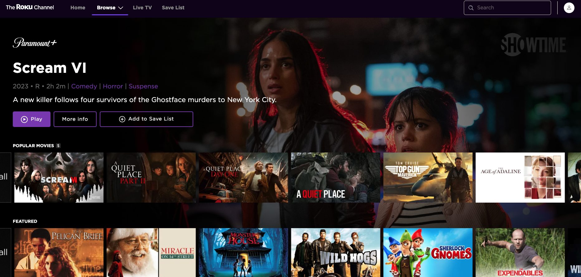 The Roku Channel Website