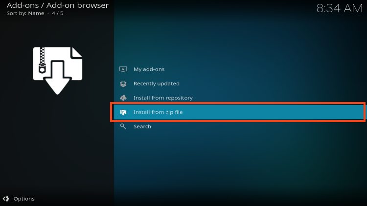 click install from zip file to install umbrella kodi addon