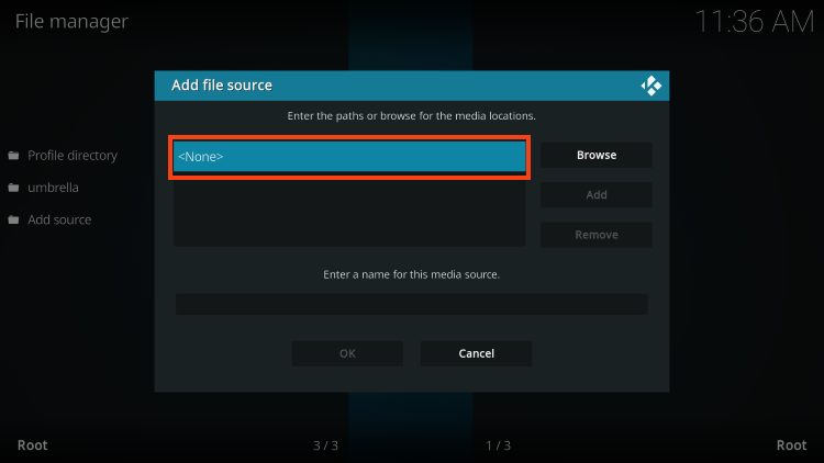 click none for cocoscrapers to install umbrella kodi addon