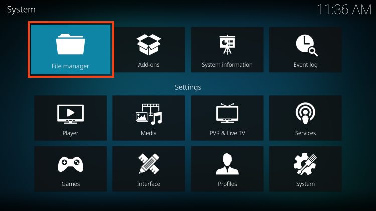 select file manager to install cocoscrapers for umbrella kodi addon