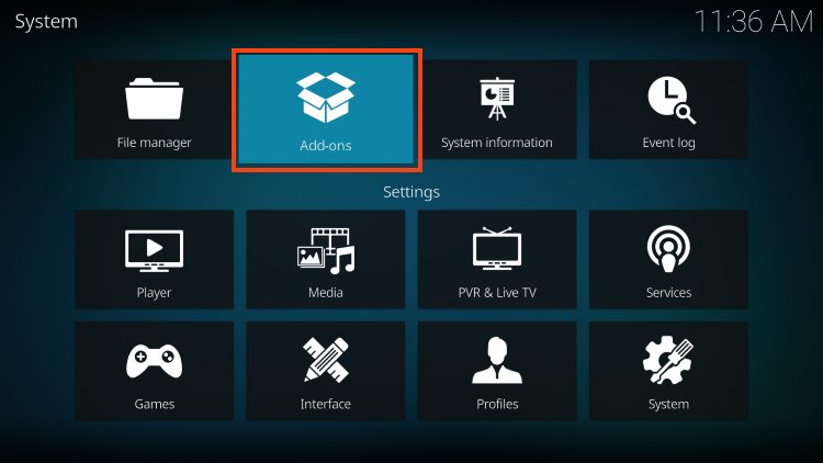 click addons for cocoscrapers within umbrella kodi addon