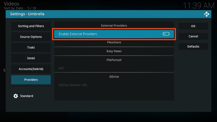 click enable external providers