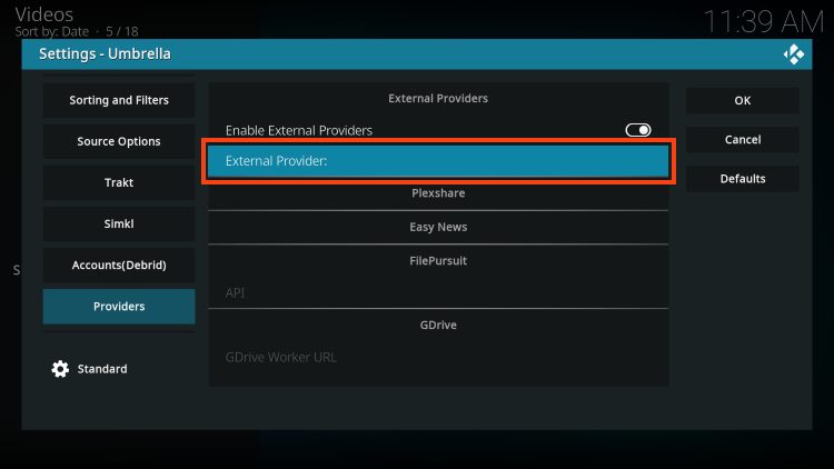 click external provider
