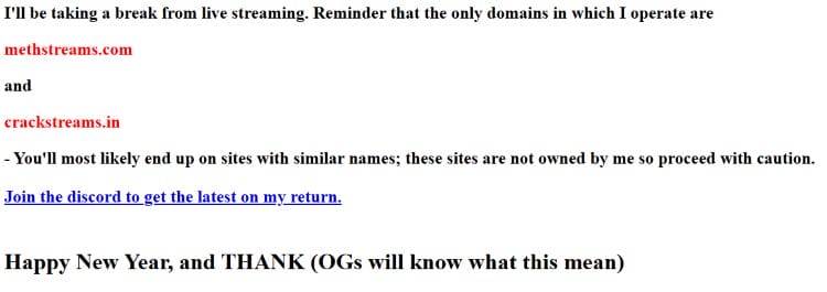 Crackstreams shut down