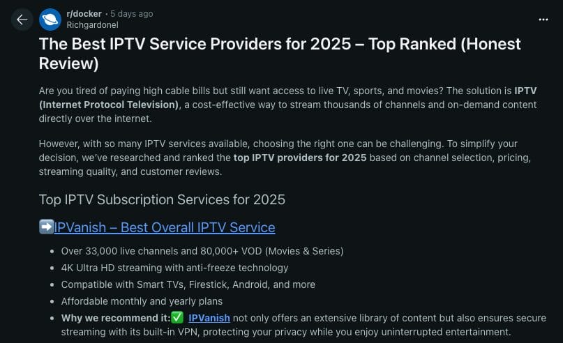 IPTV Discussion on Reddit