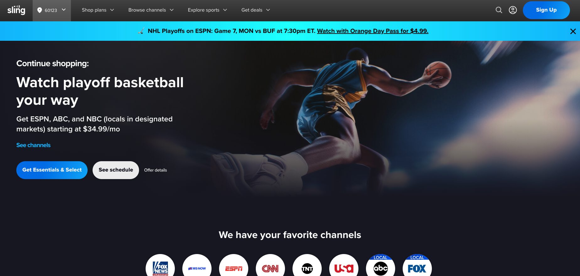 Sling TV Website