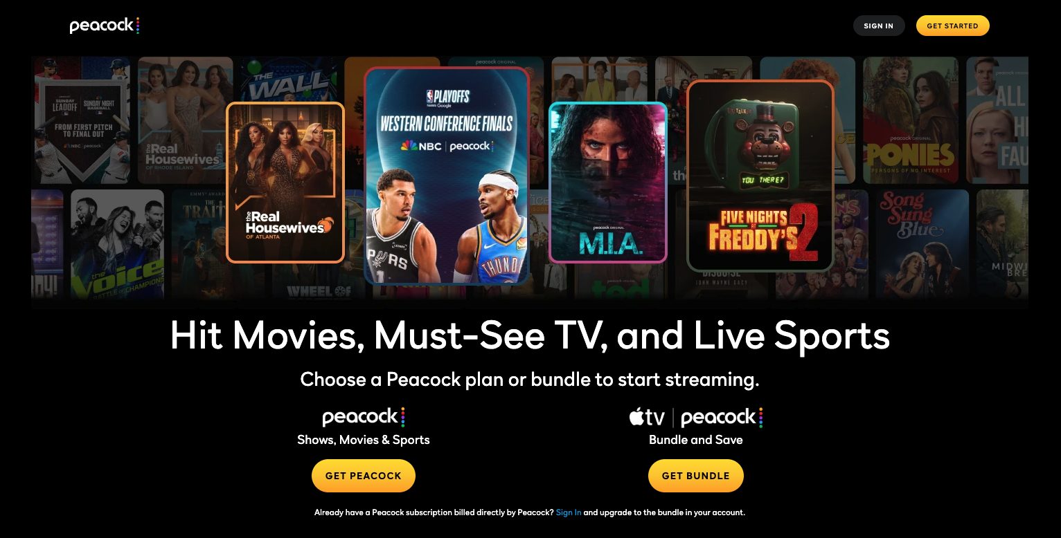 Peacock TV Website