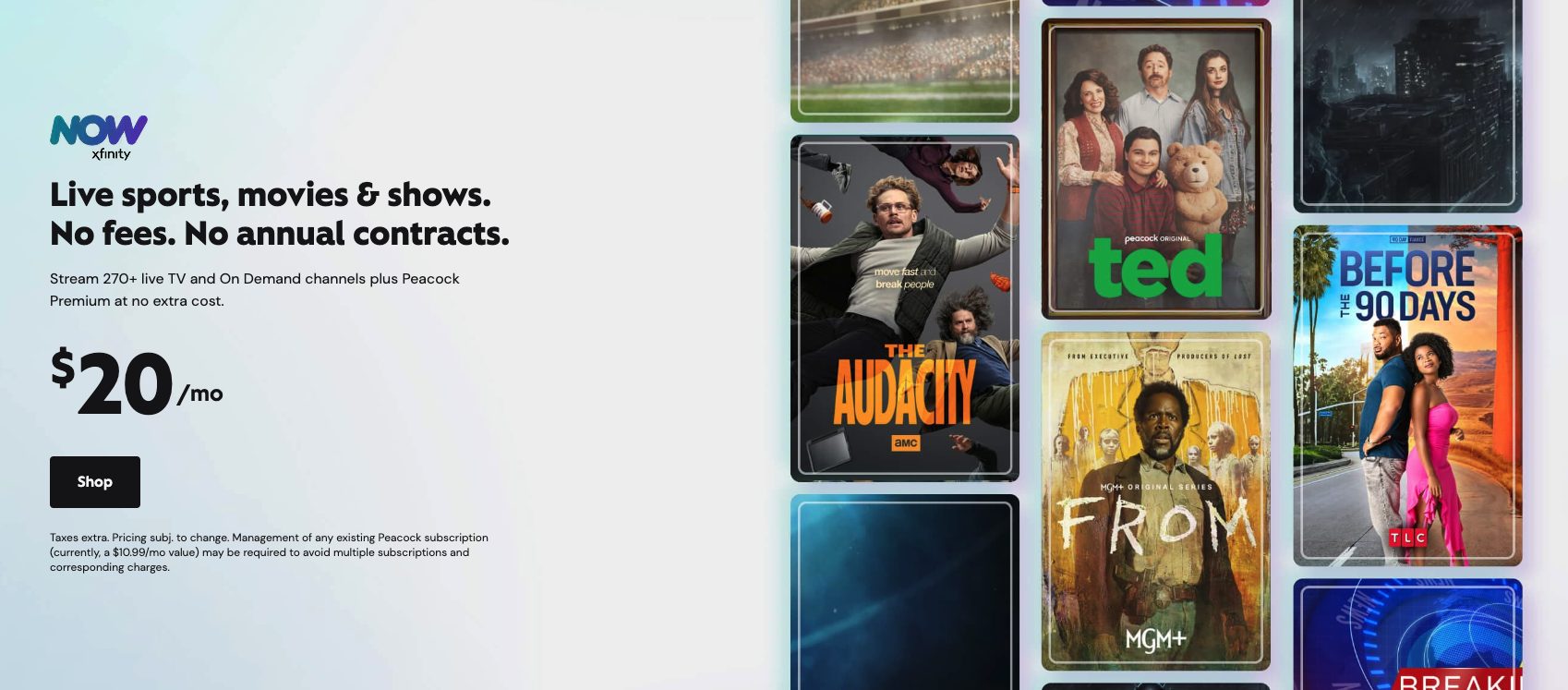 Xfinity NOW TV Website