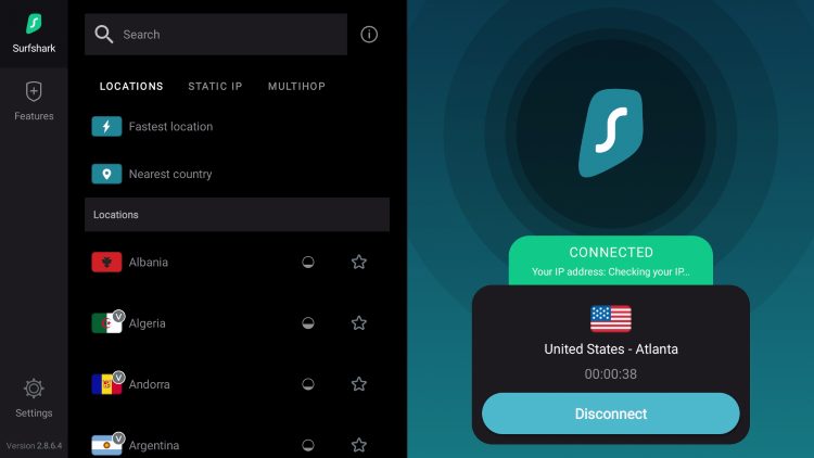 Surfshark VPN App on Google TV