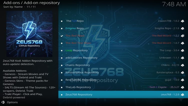 select zeus repository